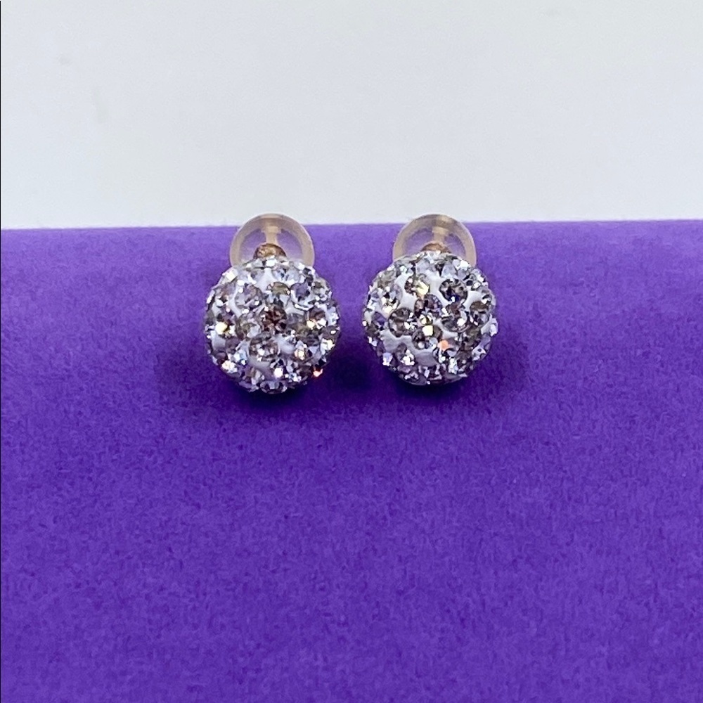 💛 NEW Classic 14k Disco Ball Crystal Stud Earrings